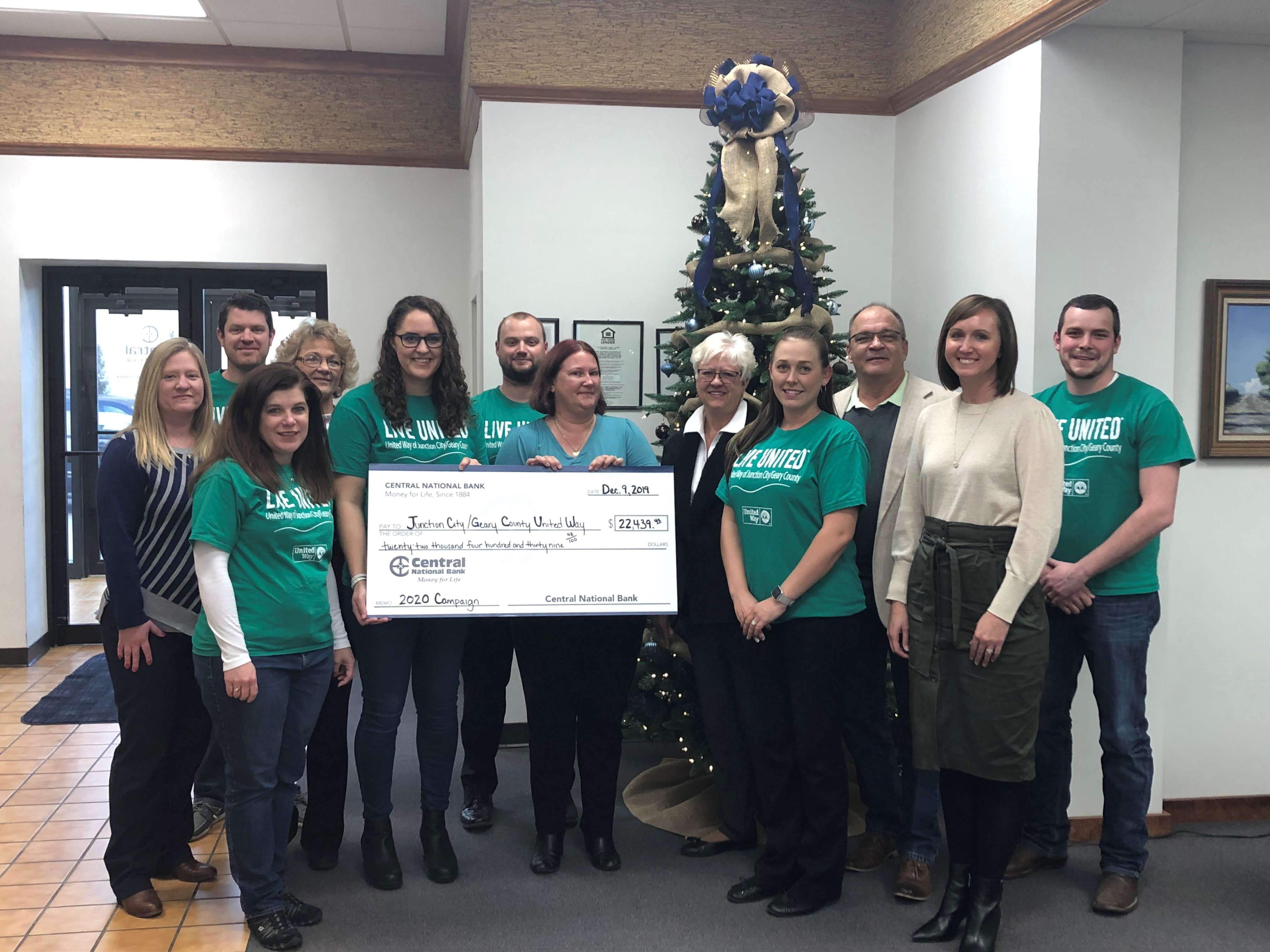 Central National Bank Junction City Employees raise more than 22,000