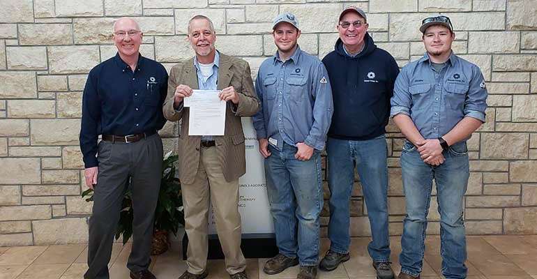 Left to right: Bob Muirhead, vice president for Customer Service at Midwest Energy; Eric Sumearll, executive director of the Rooks County Healthcare Foundation; and Midwest Energy employees Brandon Pfanenstiel, Wayne Madison and Holden Jones.
