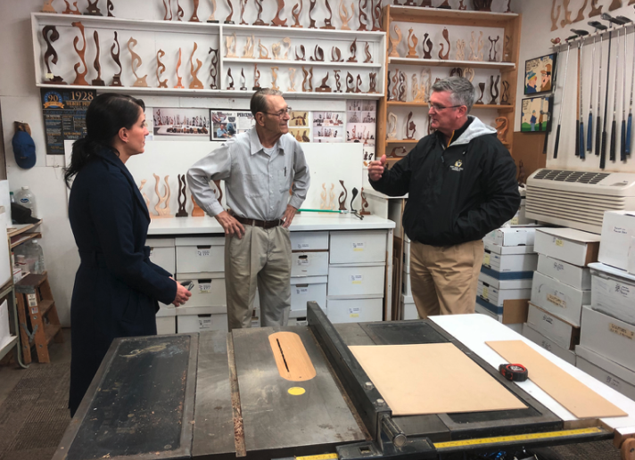Willy Pfeifer with Dr. Jill Arensdorf, provost and vice president for academic affairs, left, and Dr. Joey Linn, vice president for student affairs, right.