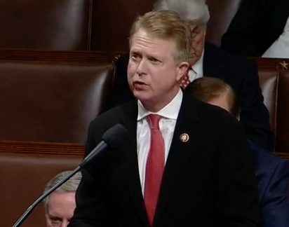 Rep. Roger Marshall stood to defend the President Wednesday prior to the historic impeachment vote. Image courtesy CSPAN