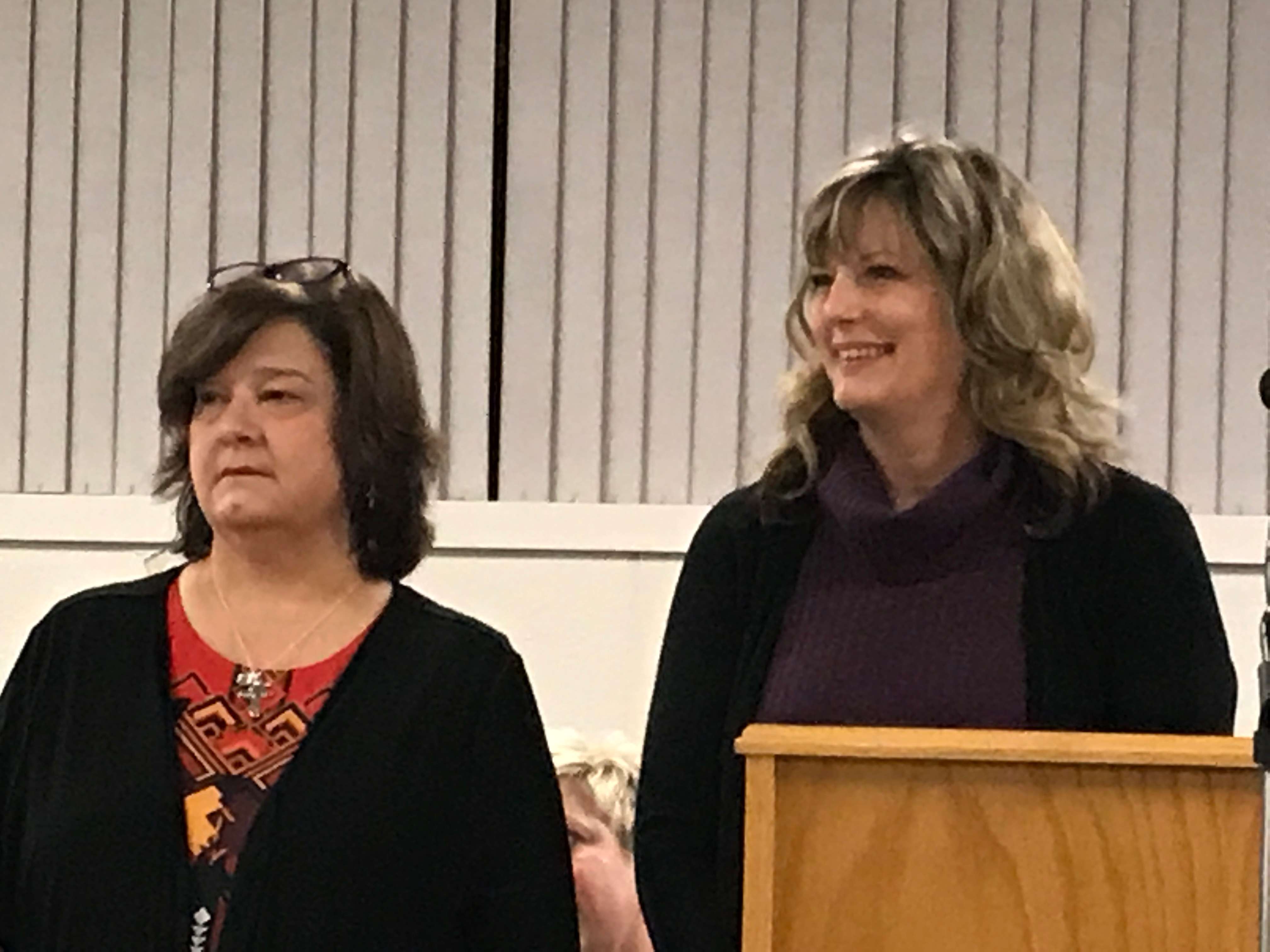National Board Certified teachers&nbsp;Kathy Wagoner, left, and&nbsp;Lisa Renz, right.