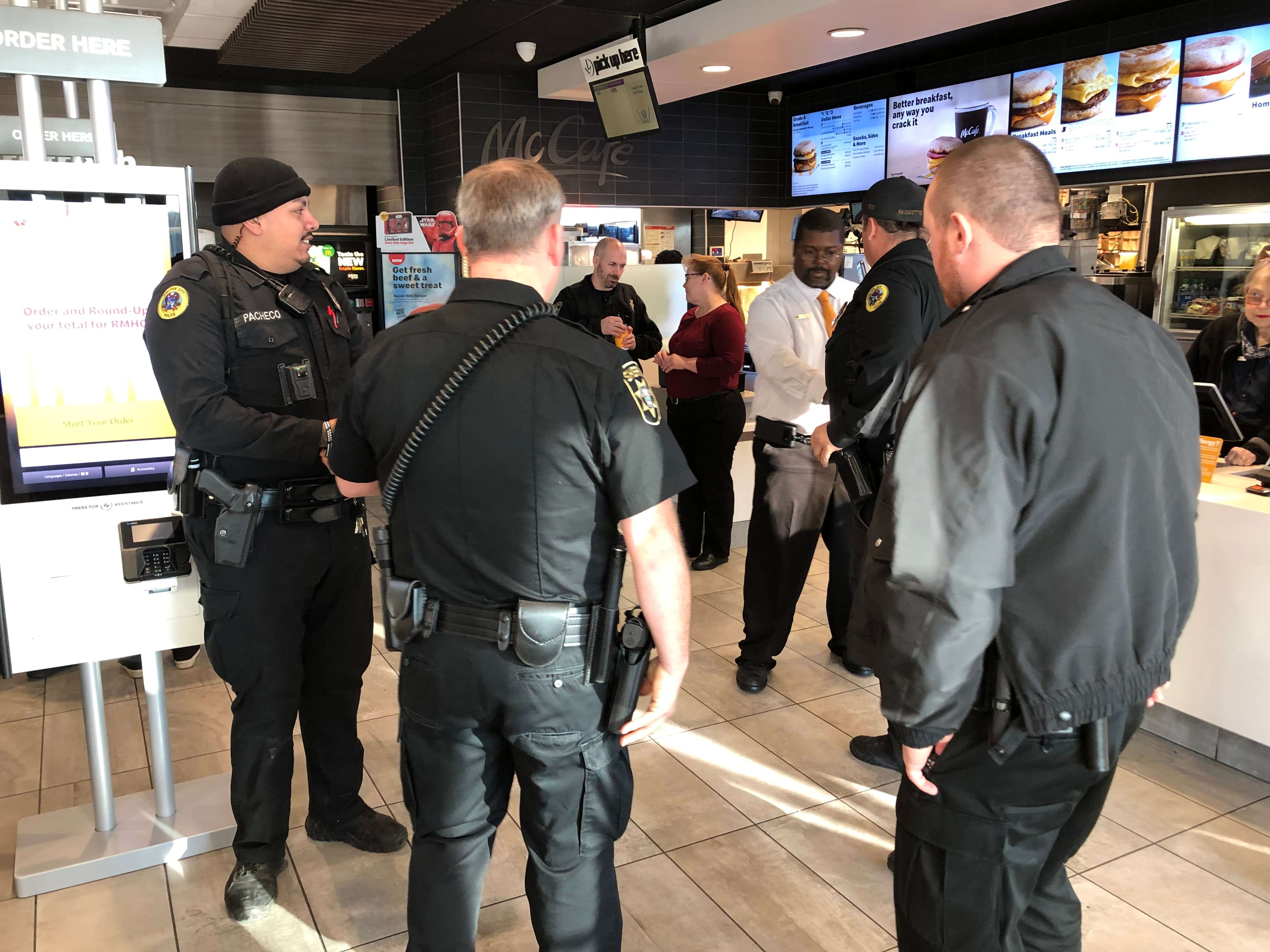 Law enforcement officers show support for McDonald's and employees
