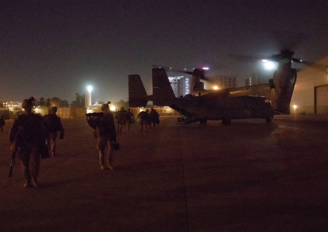 Since arriving in Baghdad on Dec. 31, Marines have bolstered security to keep American citizens safe. They maintain a ready posture to respond.&nbsp; photo courtesy&nbsp; Special Purpose Marine Air-Ground Task Force