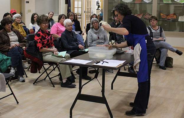 Cathy Drabkin of Cathy's Breads drew a full house for her baking demonstration at the Hays Public Library Thursday night. During the busy holiday season, Drabkin can make as many as 185 items a week in her home-based bakery.