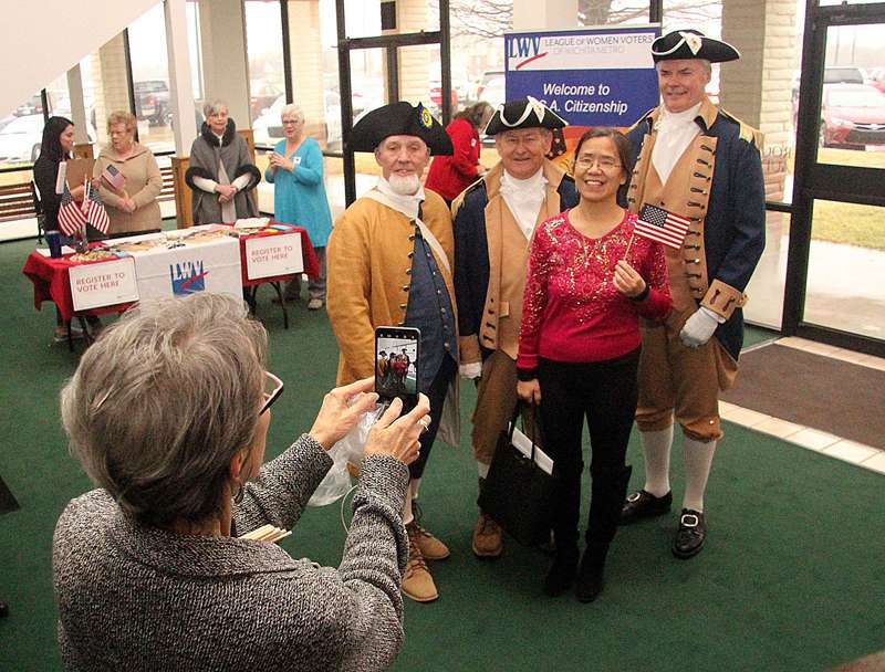 <b>Celebrating after the naturalization ceremony.</b>