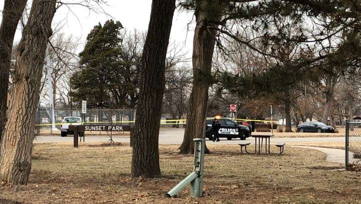 <b>The scene in Sunset Park where the body was found. </b>Salina Post photo