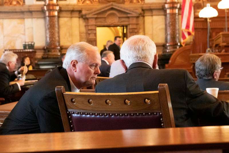  Republican Sen. Gene Suellentrop, left, will chair hearings on a compromise Medicaid expansion plan starting this week. Daniel Caudill / Kansas News Service