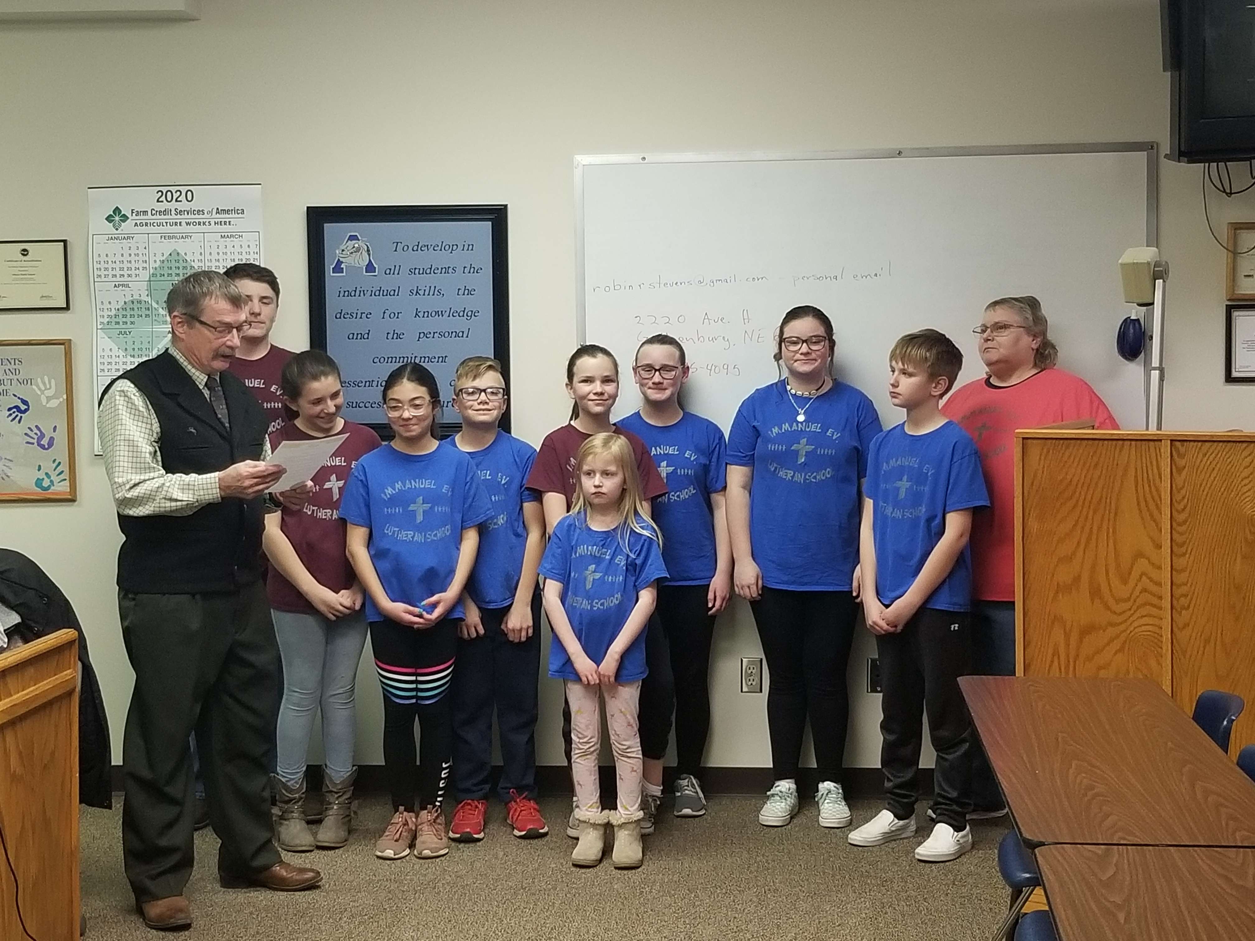 Lutheran School students attended the Alliance City Council meeting in support of the Lutheran School Week proclamation. 
