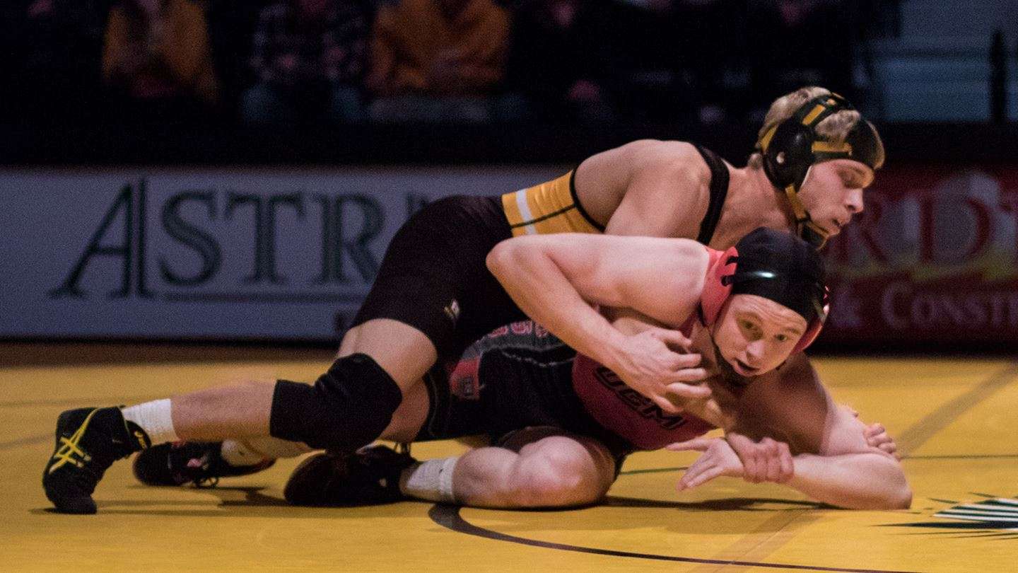 <b>FHSU wrestling's Brandon Ball.</b> Photo by Allie Schweizer courtesy <a href="http://fhsuathletics.com">fhsuathletics.com</a>