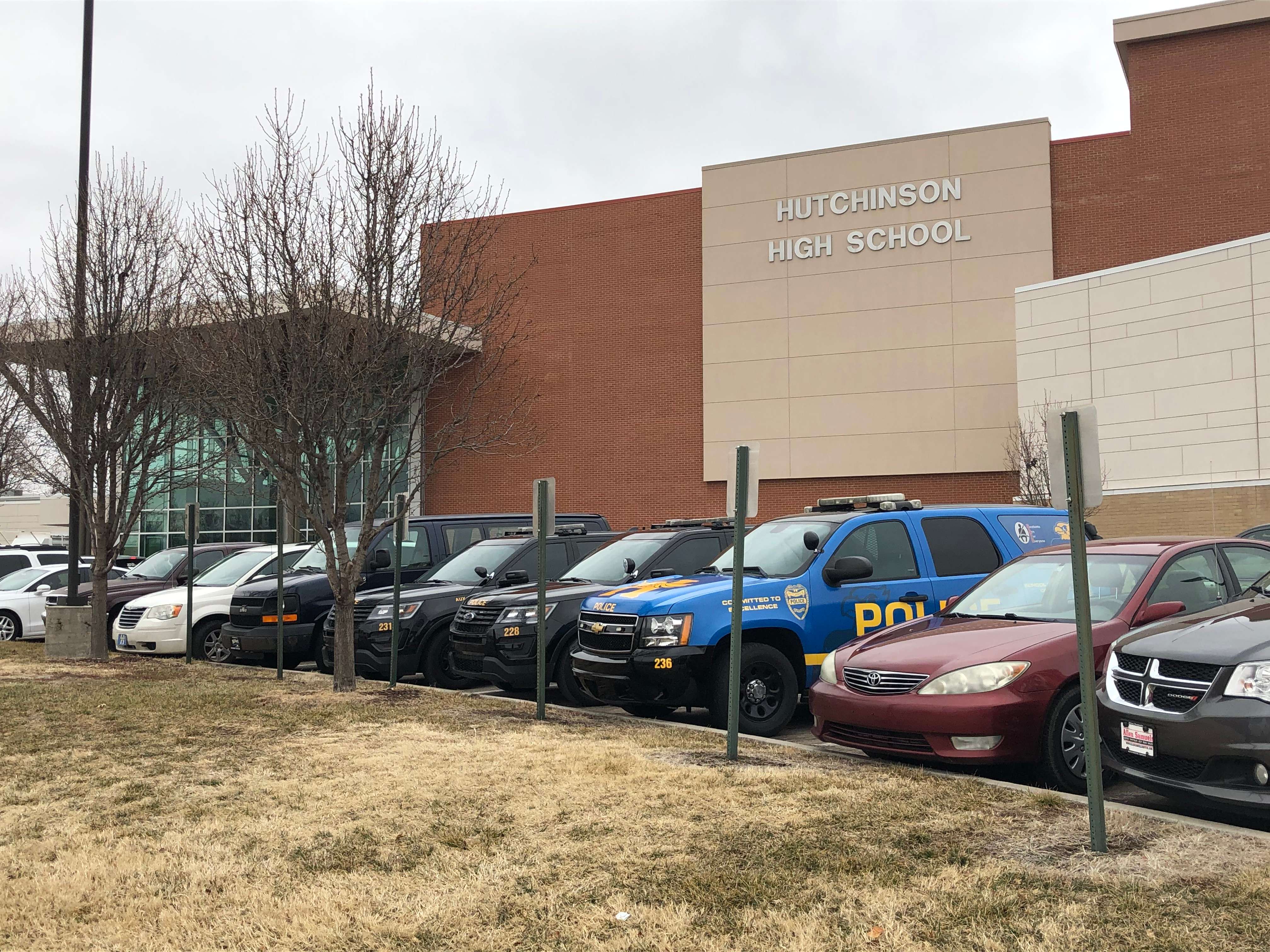 Police on the scene at Hutchinson High School Friday