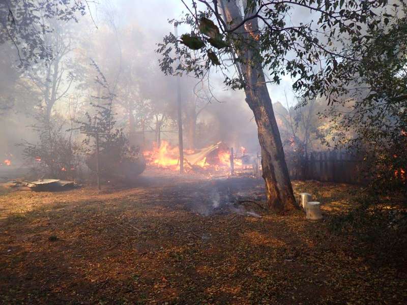 <b>The remains of the sheds burn Thursday afternoon in Falun.</b> Photos courtesy Saline County Sheriff's Office