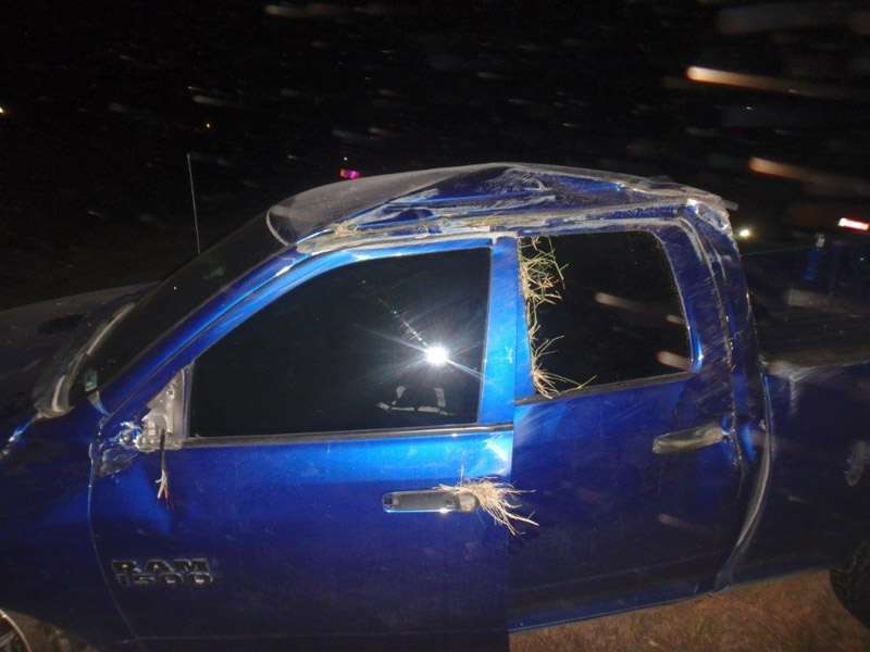 <b>The Dodge Ram received driver's side and roof damage in the accident.</b> Photos courtesy Saline County Sheriff's Office