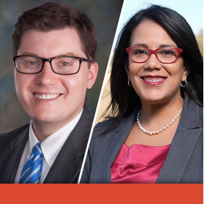 Republican Jake LaTurner (left) and Democrat Michelle De La Isla (right).