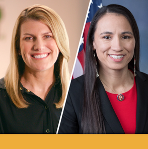 Republican Amanda Adkins (left) and Democratic U.S. Rep. Sharice Davids (right).