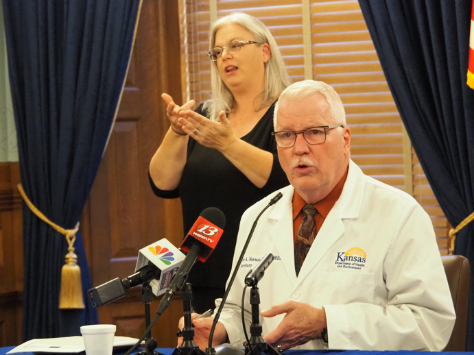 Kansas Department of Health and Environment secretary Lee Norman said capacity issues in southeast Kansas should serve as a wake-up call as concerns grow over rising COVID-19 case numbers and their strain on hospital staffing levels. (Noah Taborda/Kansas Reflector)