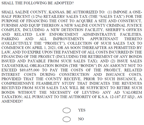 Jail ballot question courtesy <a href="https://www.saline.org/Jail-Project-2020">Jail Project 2020</a> web page