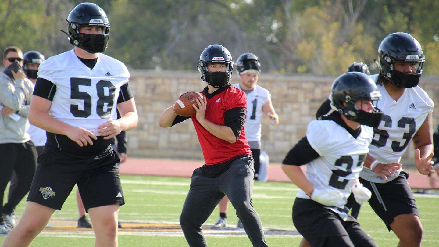 <b>FHSU football practice.</b> Photo by Tylee Biera courtesy <a href="http://fhsuathletics.com">fhsuathletics.com</a>