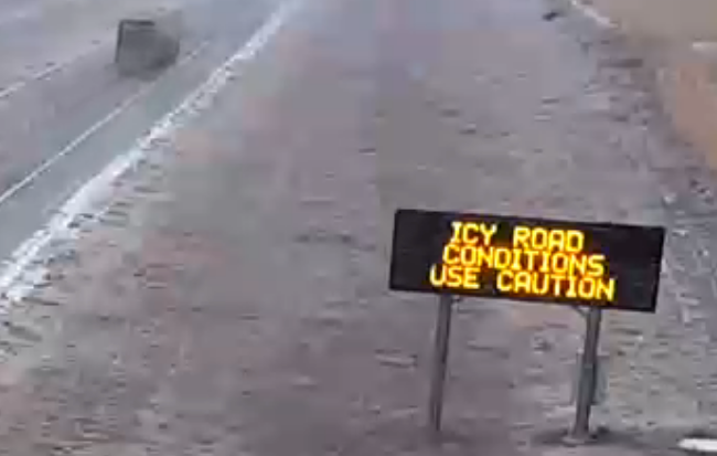 Icy I-70 Sunday afternoon -image KANDRIVE