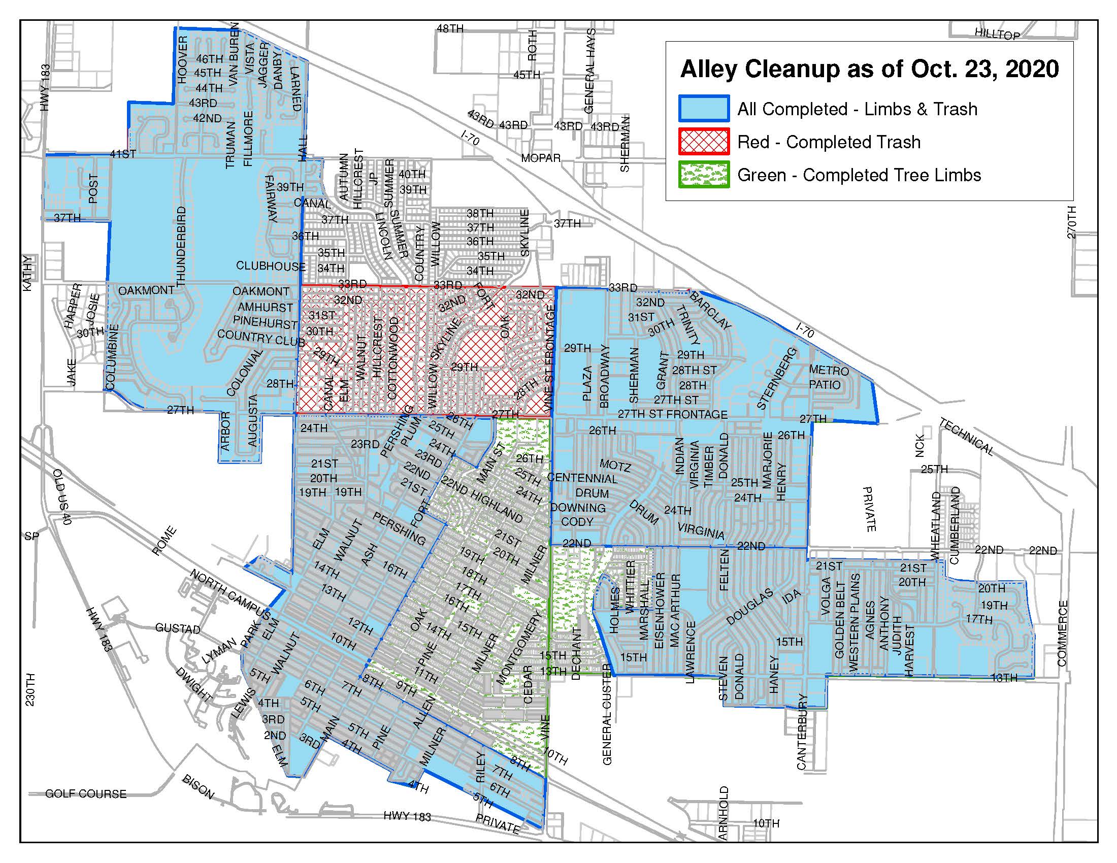 Progress of the alley cleanup as of Friday, Oct. 23. 