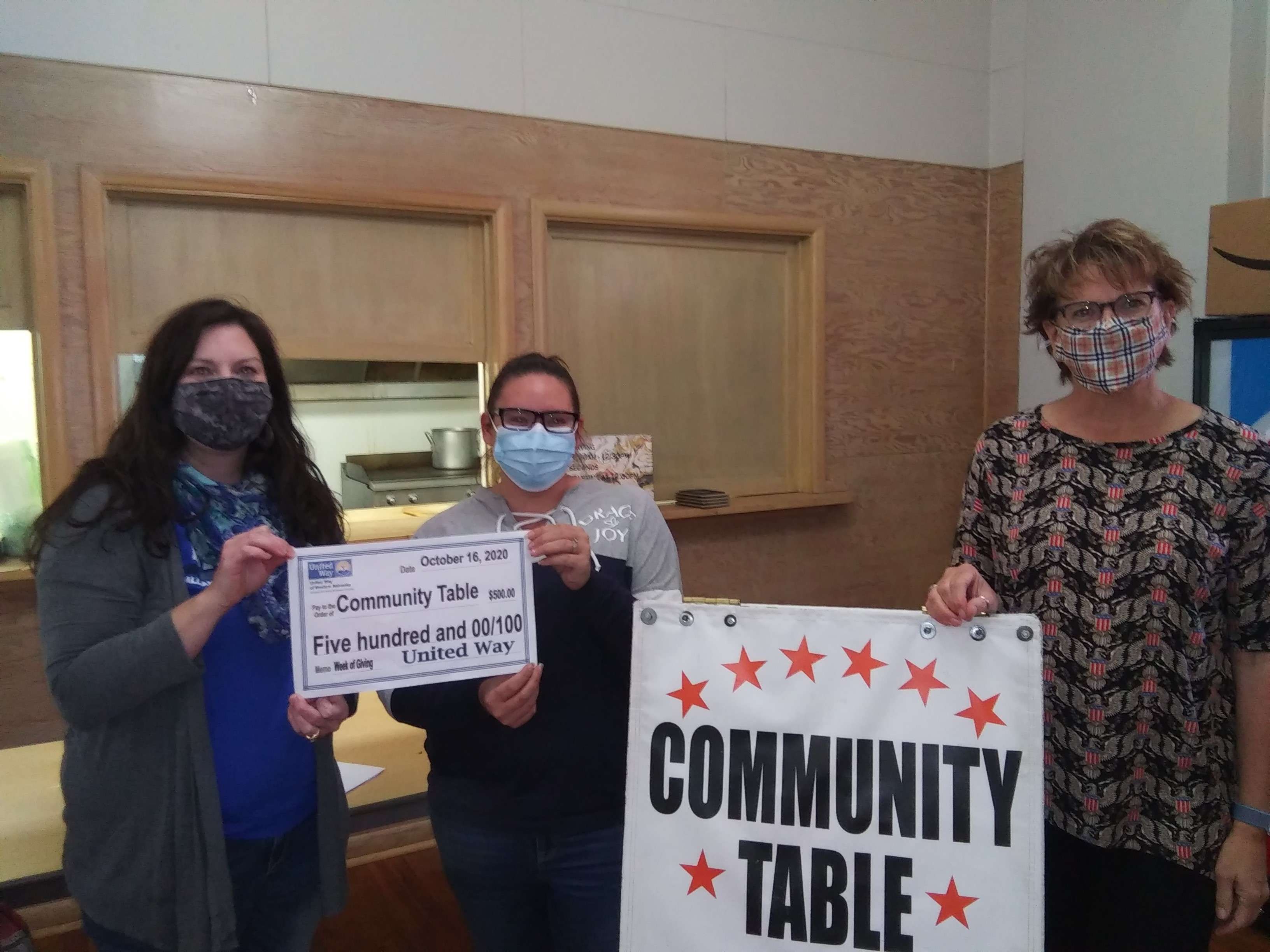 Karen Benzel (United Way Director), Whitney Baldwin (Community Table Coordinator) and Nancy Reiber (Community Table volunteer)