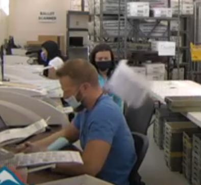 Vote counting in Nevada on Friday afternoon -photo courtesy Washoe County, Nevada