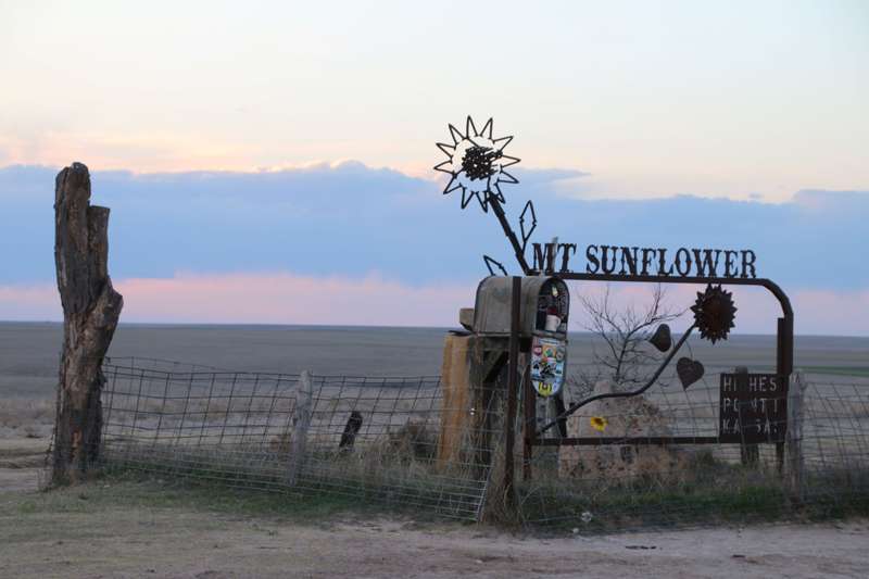 <b>Mount Sunflower was designated as Kansas' highest point by a United States Geological Survey in 1961. In the late 1970s, Ed Harold decided to commemorate this site, homesteaded by his grandparents in 1906.</b> (Submitted by Kansas Sampler Foundation to Kansas Reflector)