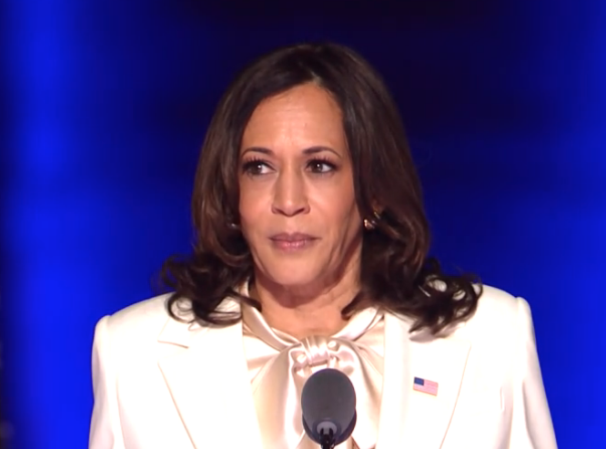 VP-elect Kamala Harris introduced Biden on Saturday night -image courtesy CSPAN