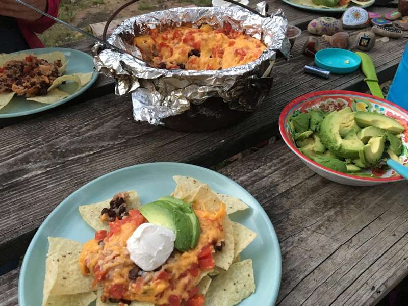 <b>One of the camping feasts Libby Albers enjoyed with friends during offseason camping.</b> (Submitted by Libby Albers to Kansas Reflector)