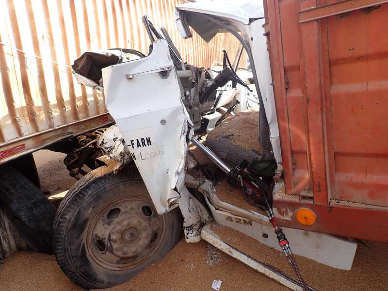 <b>Logan Ade had to be extricated from this farm truck Monday afternoon.</b> Photos courtesy Saline County Sheriff's Office&nbsp;
