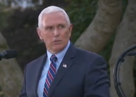 Vice President Mike Pence glances at President Trump during a Rose Garden Ceremony on the coronavirus vaccine Friday afternoon. Pence in an address to young Republican supporters on Friday said that President Trump remains committed to pursing legal challenges in the election.- photo courtesy White House