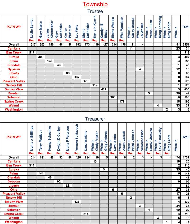 Certified township position results courtesy Saline County
