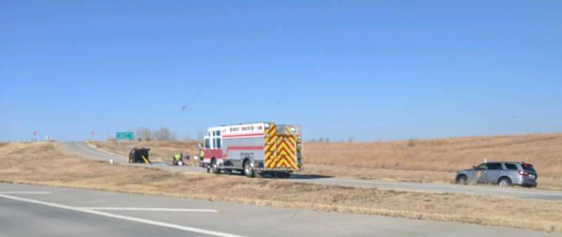 <b>Emergency personnel work the accident on Interstate 70 near Niles Road in Saline County. </b>Photos by Devin Hanney for Salina Post
