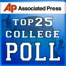 The Top 25 teams in The Associated Press college football poll, with first-place votes in parentheses, records through Oct. 9, total points based on 25 points for a first-place vote through one point for a 25th-place vote, and previous ranking: