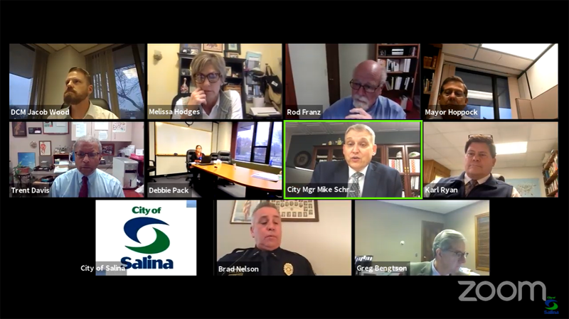 <b>Salina City Commissioners conducted their regular meeting today/tonight via Zoom.</b>