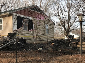 Scene of the fatal Thanksgiving day fire photo courtesy WIBW TV