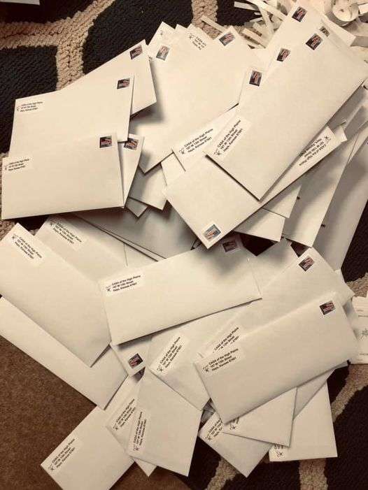 Letters ready to be mailed for CASA of the High Plains No Show Tea, which is held annually in conjunction with Giving Tuesday. Courtesy photo