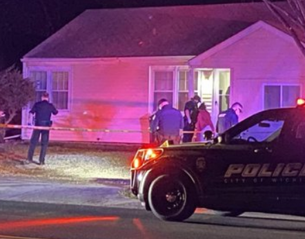 Police on the scene of the shooting investigation Wednesday evening -photo courtesy KWCH