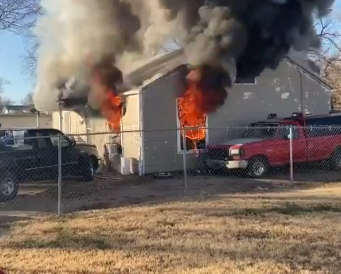 Thursday morning house fire photo Wichita Fire Department