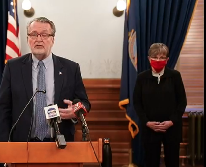 Lt. Governor Rogers answered questions during a Thurs. morning news conference in Topeka.
