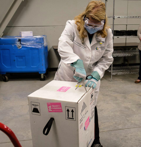 Vaccine arrived in Topeka December 15 - photo courtesy Stormont Vail Health