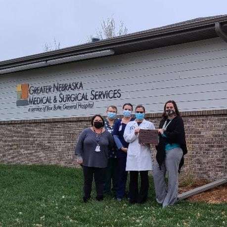 Large Business of the Year,&nbsp;(L-R Heather Rehder, Nancy Sherbarth, Becky Standage, Sally Bryner, &amp; Chelsie Herian), Hemingford Clinic - GNMSS