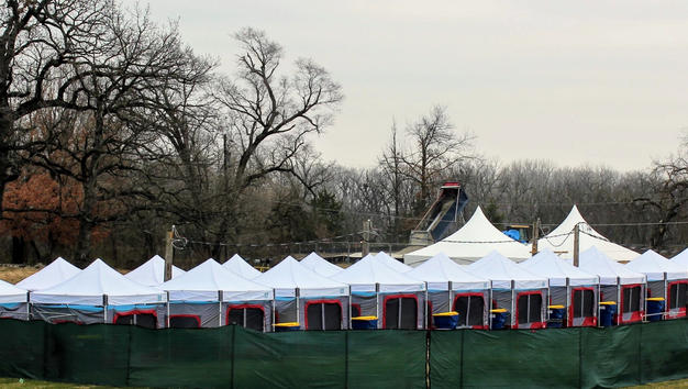 Federal COVID-19 aid helped pay for tents for the homeless in Lawrence. Stephen Koranda