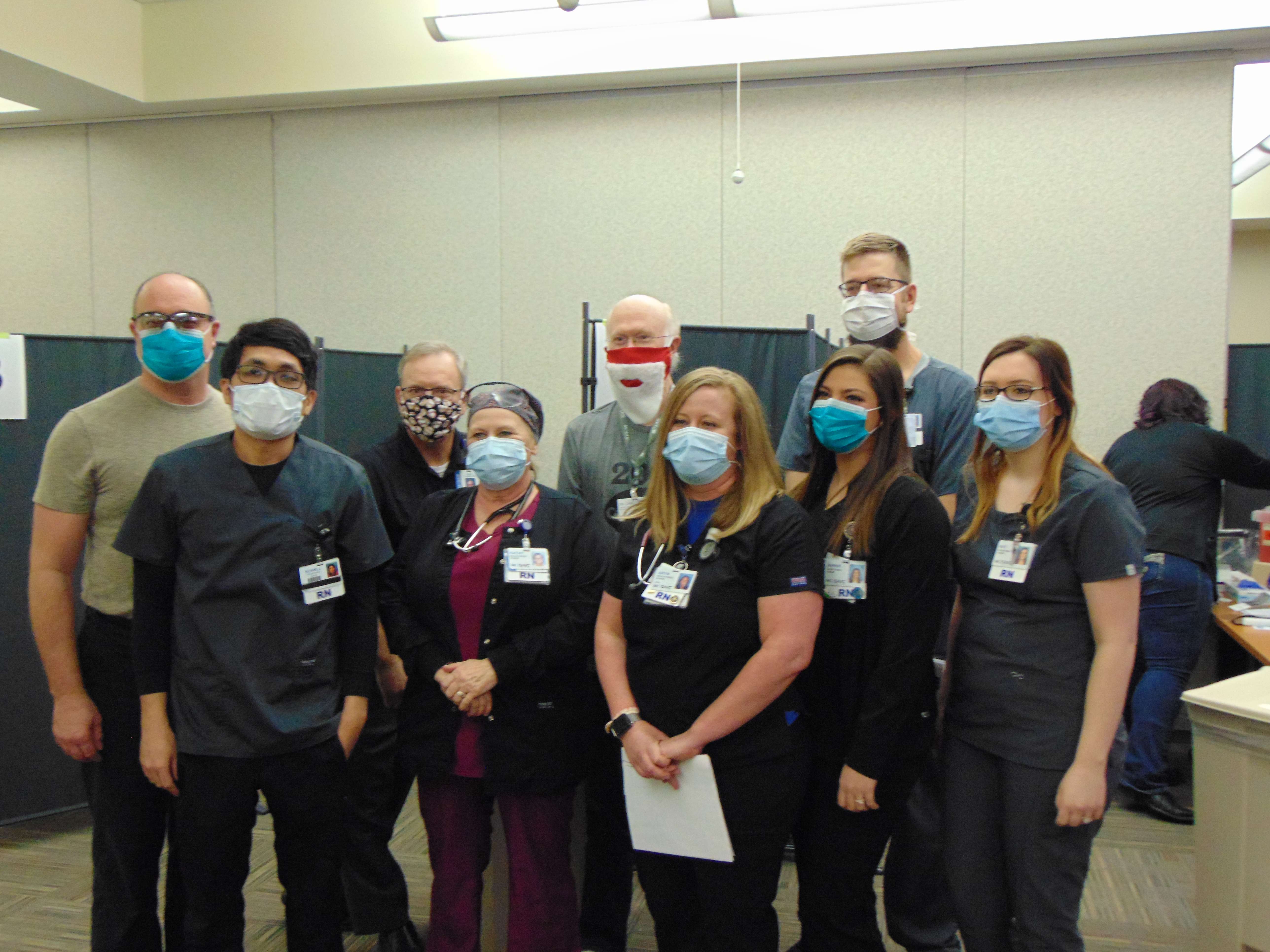 A group of frontline workers at Mosaic in St. Joseph before receiving their vaccine./Photo by Tommy Rezac