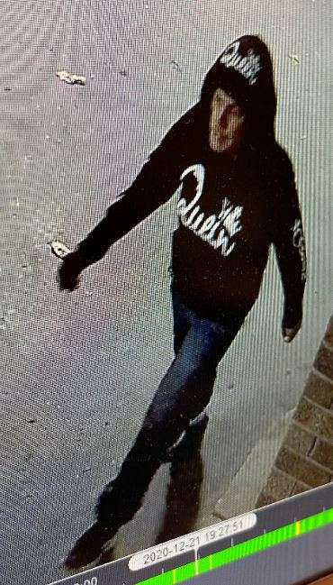 <b>Security video image of the suspect in theft of hats from a downtown Salina parking garage.</b> Photo courtesy&nbsp; Salina Police Department