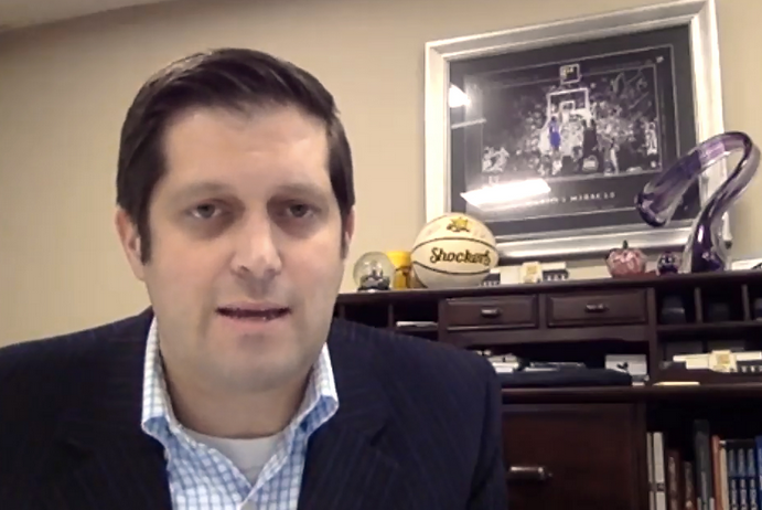 Wichita restaurateur and community leader Jon Rolph is leading weekly calls with regional health care leaders and reporting back to the State Finance Council. (Screen capture by Kansas Reflector)