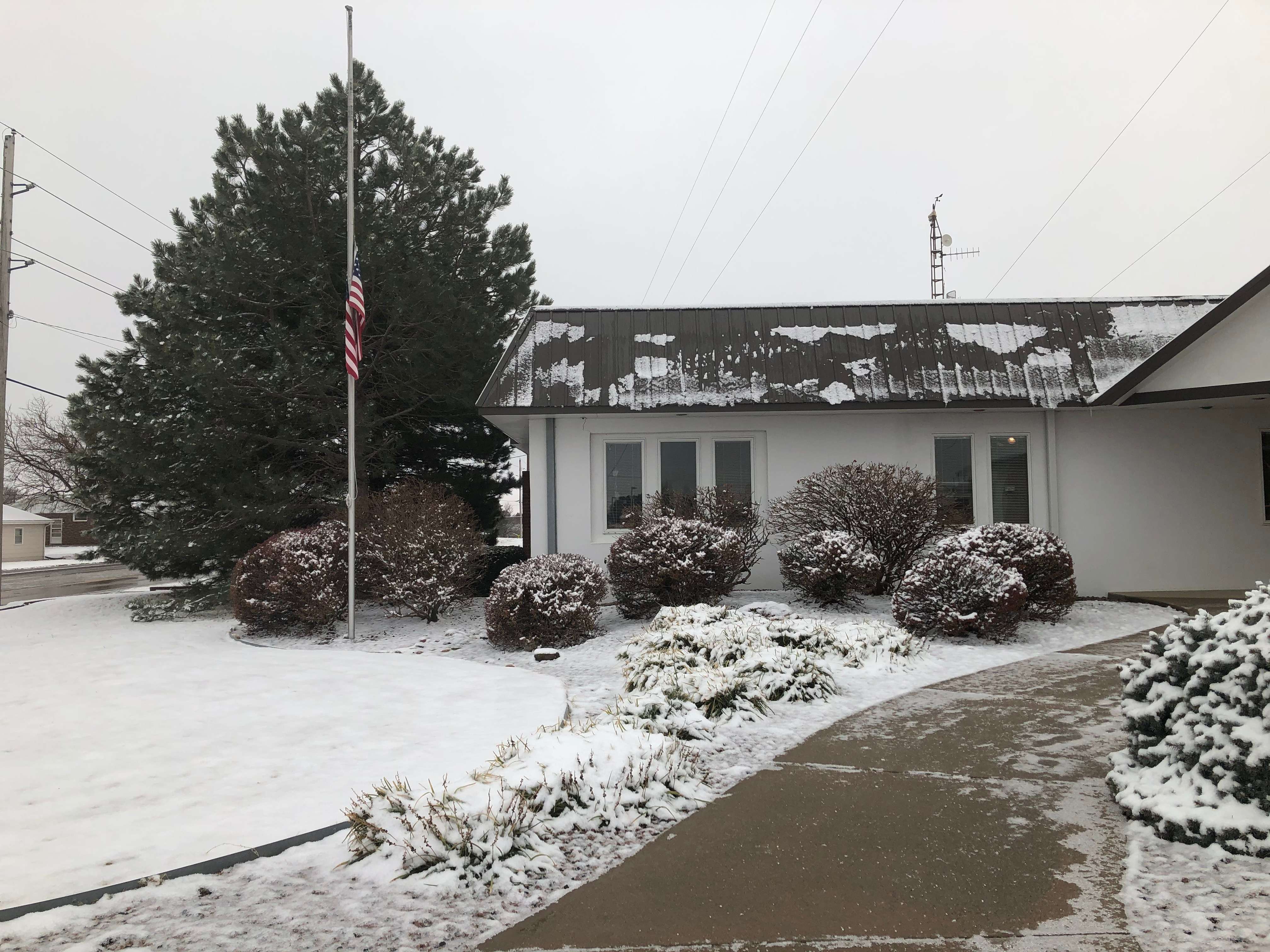 Snow and ice Tuesday at the Eagle Media Center, 2300 Hall, Hays.