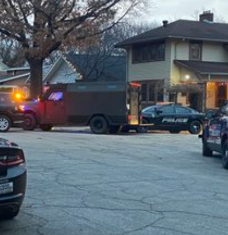 SWAT Team on the scene of the 2-hour standoff early in Dec. of 2020 at a home in Wichita -photo courtesy KWCH