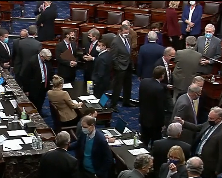 Kansas Senator Jerry Moran and other members of the U.S. Senate&nbsp; visit Wednesday afternoon -image courtesy CSPAN