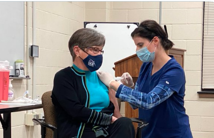 The governor received the Moderna vaccine just after 5p.m. -Photo courtesy office of Governor Laura Kelly 