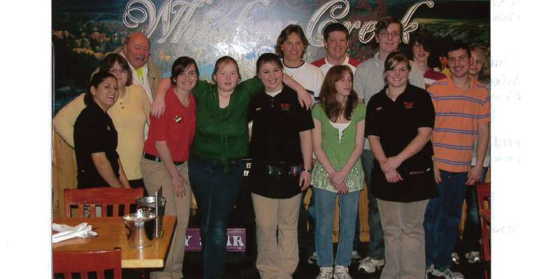 Ellis Knights of Columbus volunteer Leonard Schoenberger, back row far left, with team of Special Olympians from Topeka. The Knights of Columbus' main fundraising focus in assisting the developmentally disabled and supporting Special Olympics. Courtesy photo